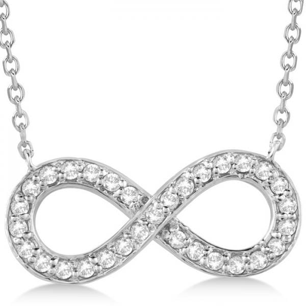 Infinity Diamond Pendant Necklace Pave Set 14k White Gold (0.37ct)