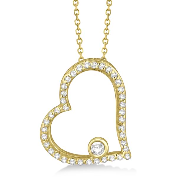 Bezel Set Diamond Open Heart Pendant Necklace 14K Yellow Gold (0.25ct)