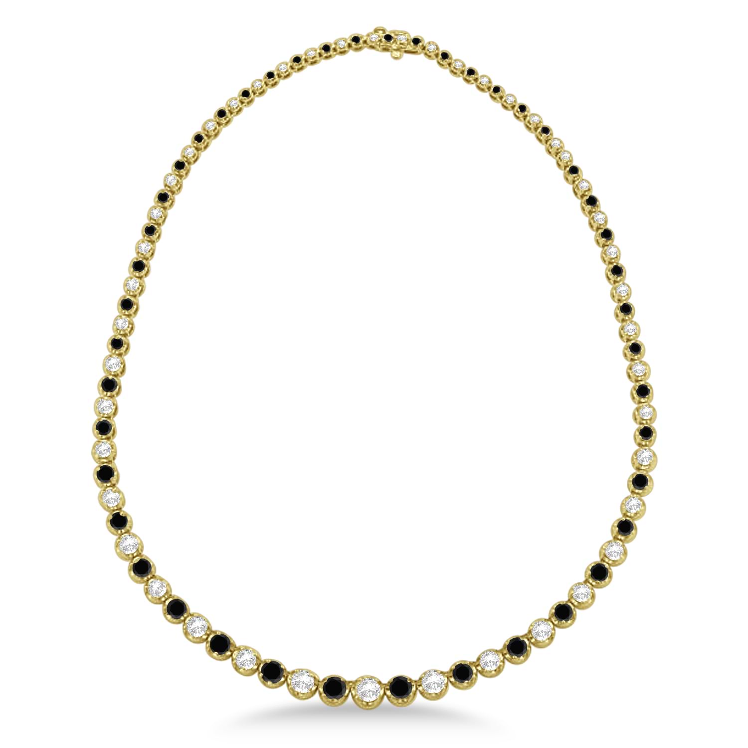 Eternity Black & White Diamond Tennis Necklace 14k Yellow Gold (10.35ct)