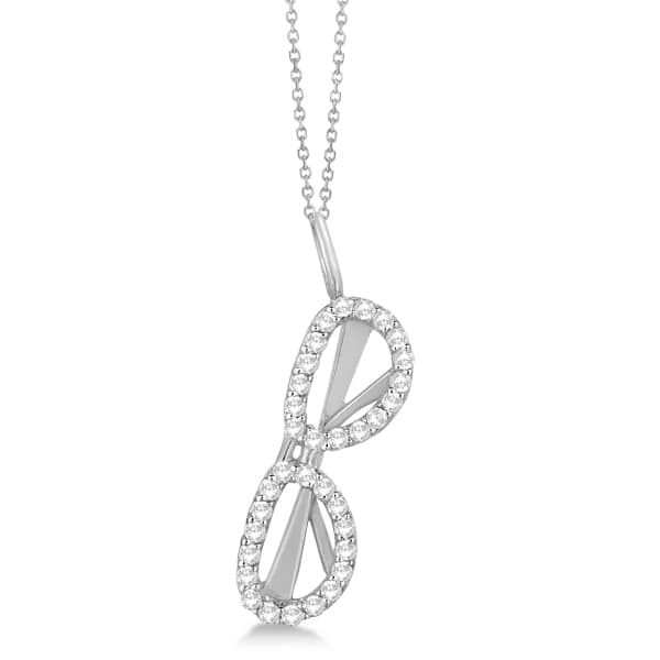 Diamond Accented Sunglasses Pendant Necklace 14k White Gold 0.25ct