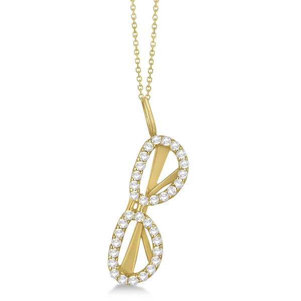 Diamond Accented Sunglasses Pendant Necklace in 14k Yellow Gold 0.25ct