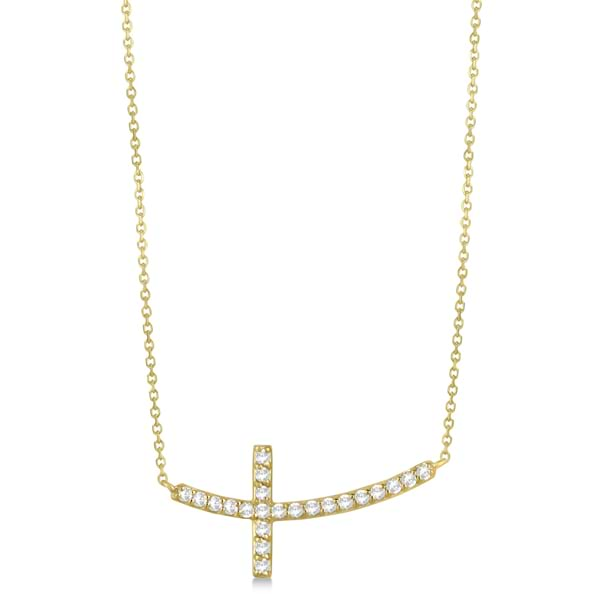 Gold diamond online sideways cross necklace