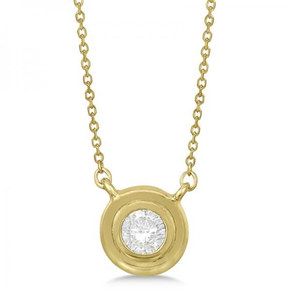 Simple Diamond Solitaire Bezel Pendant Necklace 14k Yellow Gold (0.20ct)