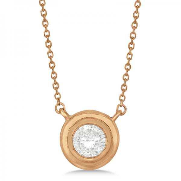 Simple Diamond Solitaire Bezel Pendant Necklace 14k Rose Gold (0.50ct)