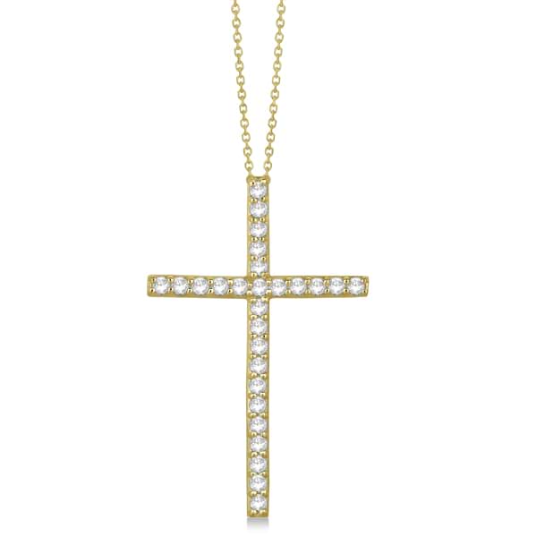 Classic Diamond Cross Pendant Necklace in 14k Yellow Gold (1.54 ct)
