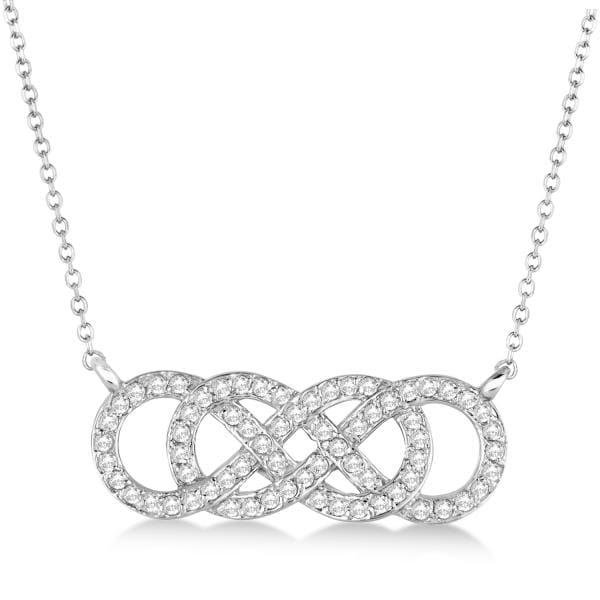 Multiple Infinity Diamond Pendant Necklace 14k White Gold 0.34ct.