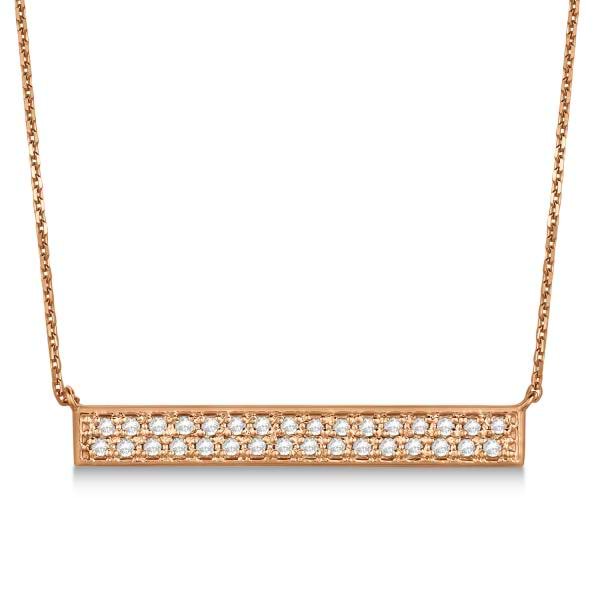 Double Row Horizontal Diamond Bar Necklace 14k Rose Gold 0.33ct