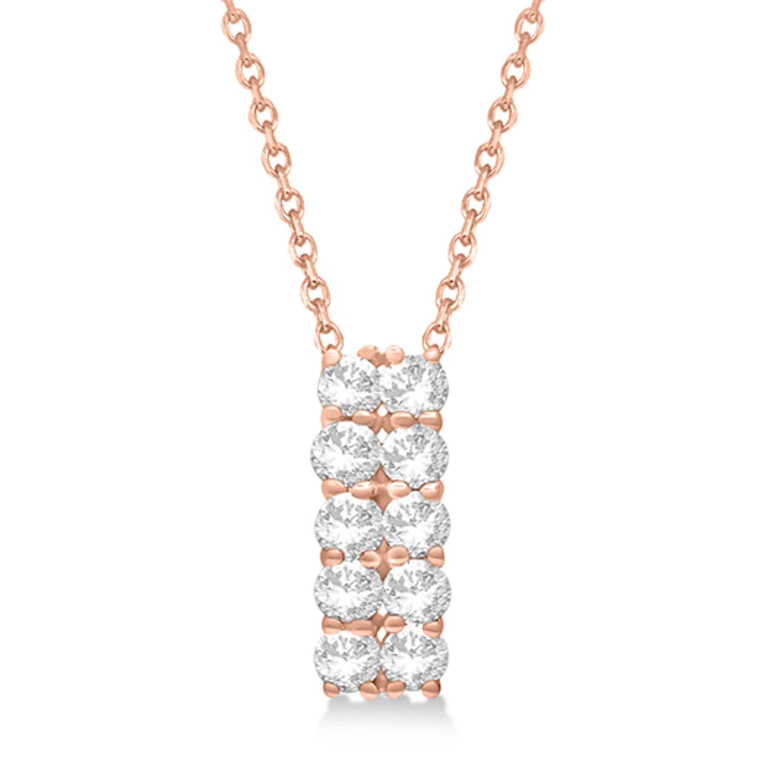Double Row Diamond Drop Necklace 14k Rose Gold (1.01ct)