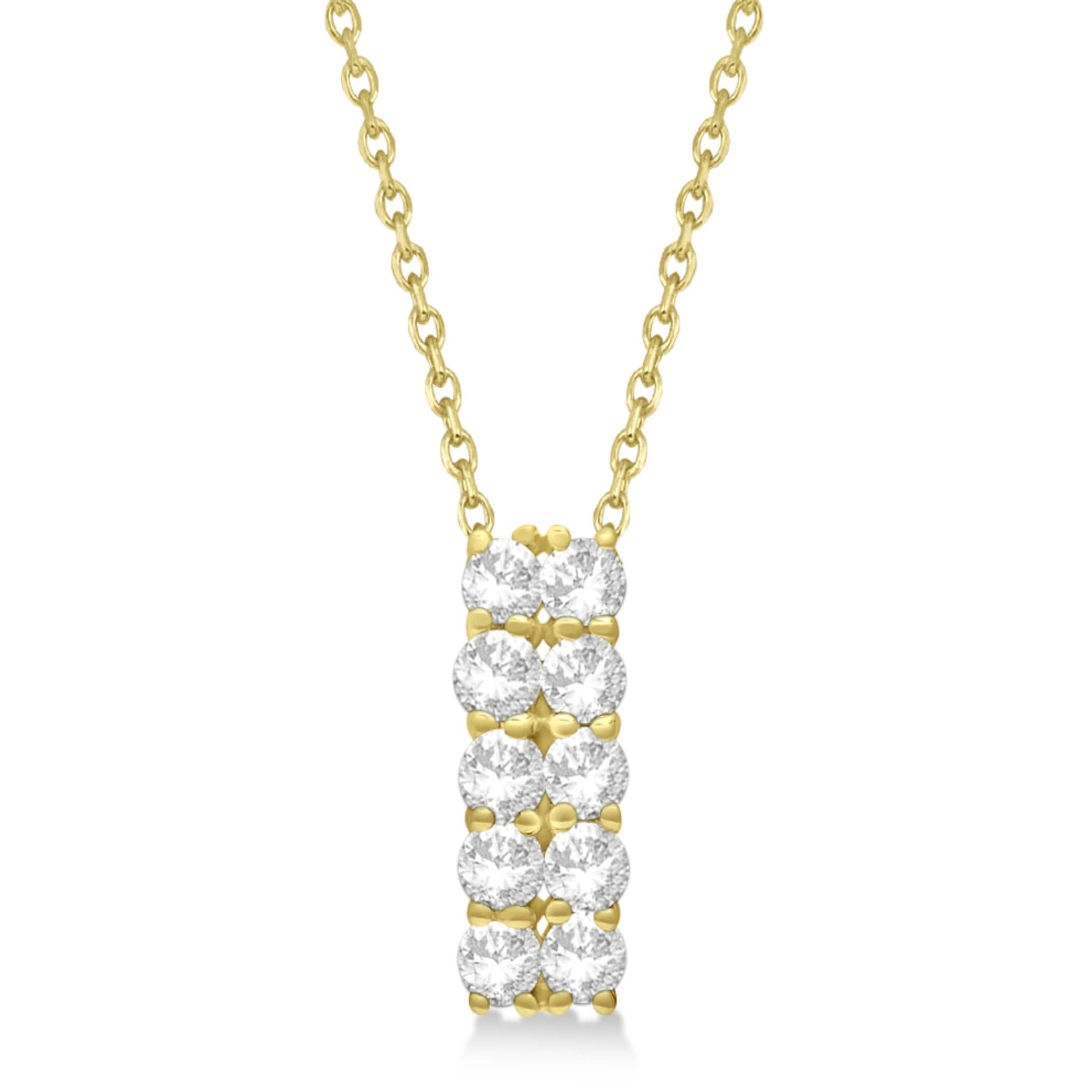 Double Row Diamond Drop Necklace 14k Yellow Gold (1.01ct)