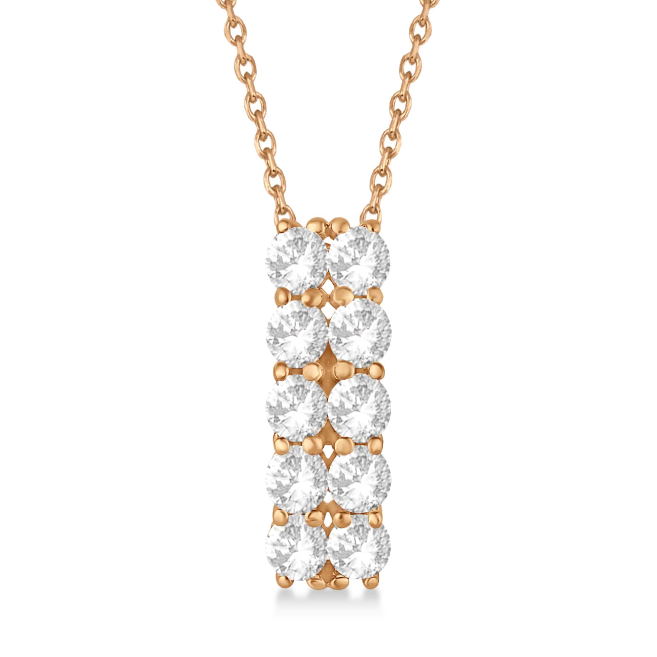 Double Row Diamond Drop Necklace 14k Rose Gold (2.00ct)