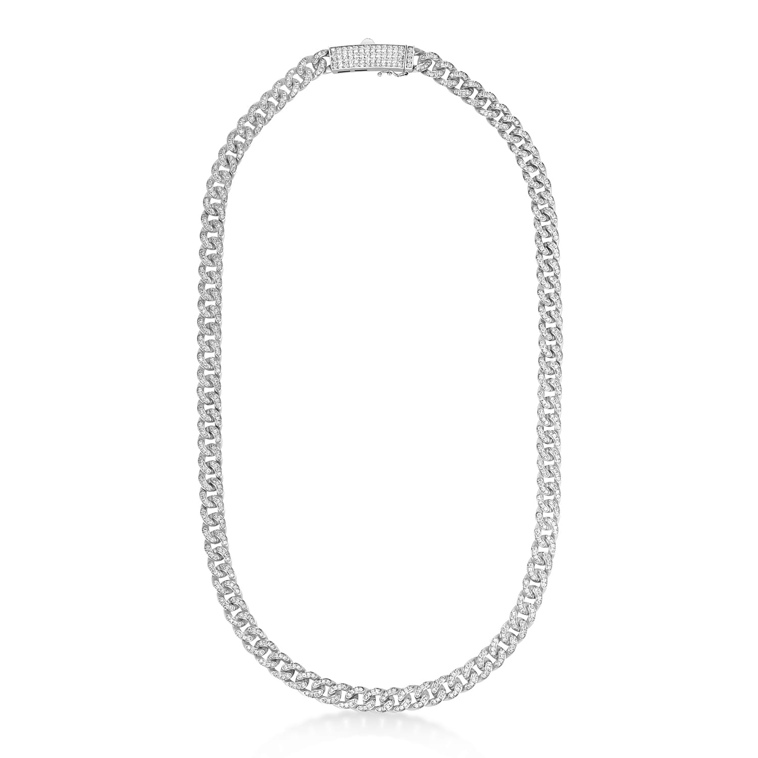 Diamond Miami Cuban Chain Necklace 14k White Gold (6.26ct)