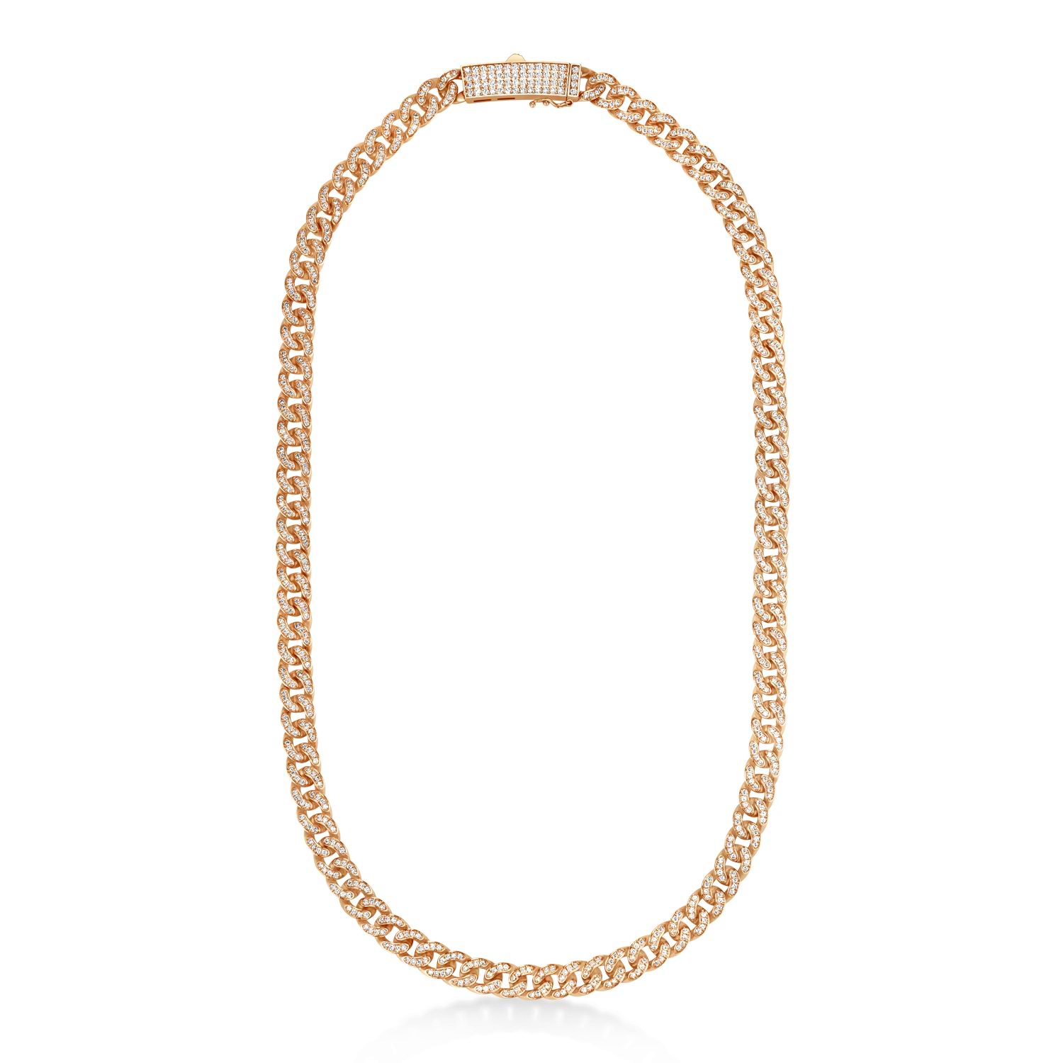 Diamond Miami Cuban Chain Necklace 14k Rose Gold (7.00ct)
