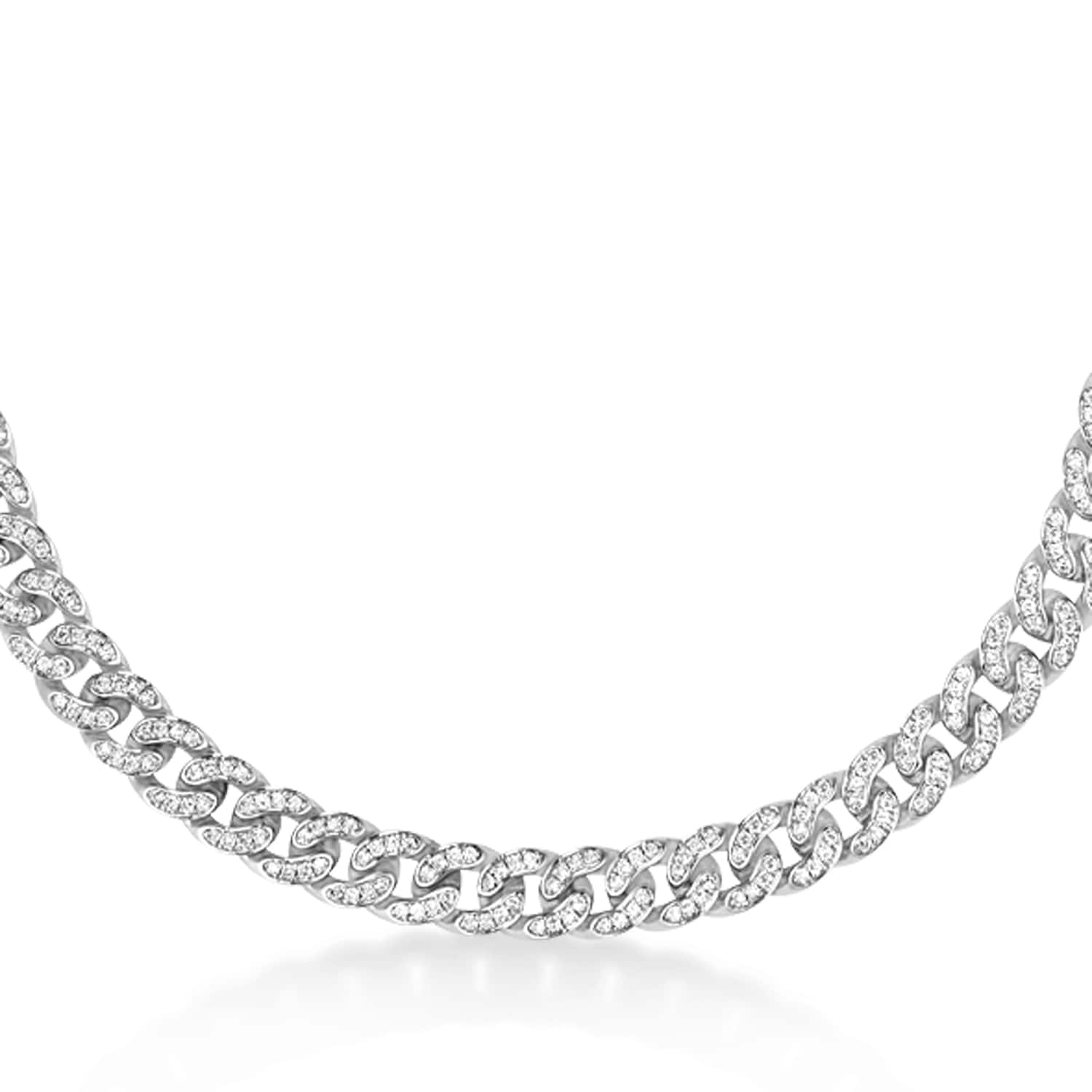 Iced Heart Pink Diamond Cuban Choker - White Gold 16