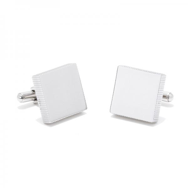 Square Shaped Engravable Cufflinks w/ Rugged Edge in Stainless Steel