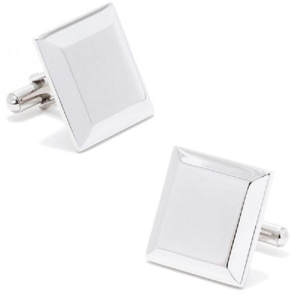 Beveled Edge Engravable Square Cufflinks in Stainless Steel