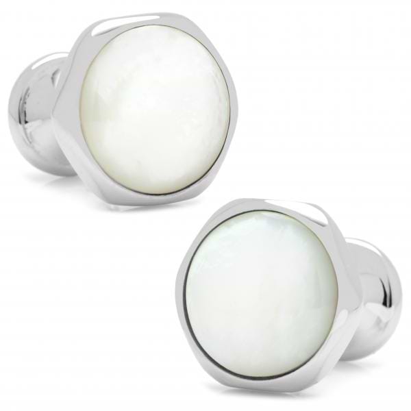 Men's Stainless Steel Mother of Pearl Magnetic Bloom Cuff Links