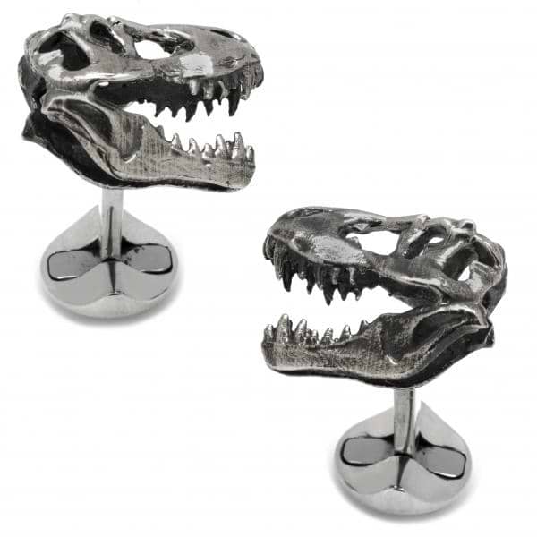 Men's Sterling Silver T-Rex Dinosaur Skull Cuff Links