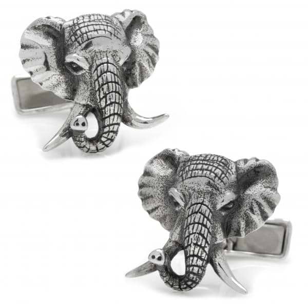 Men's Sterling Silver Elephant Head Cuff Links