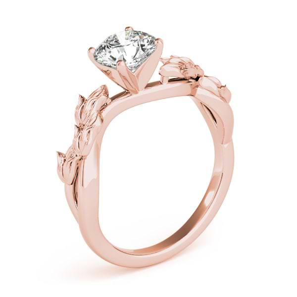 Solitaire Tulip Vine Leaf Engagement Ring Setting 14k Rose Gold