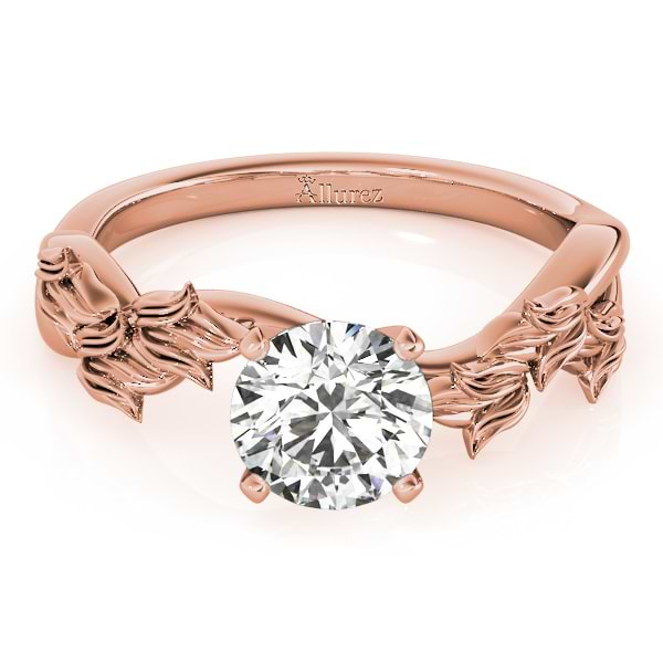 Solitaire Tulip Vine Leaf Engagement Ring Setting 14k Rose Gold