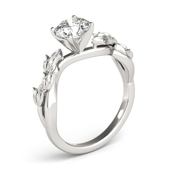 Solitaire Tulip Vine Leaf Engagement Ring Setting 14k White Gold