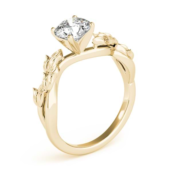 Solitaire Tulip Vine Leaf Engagement Ring Setting 14k Yellow Gold