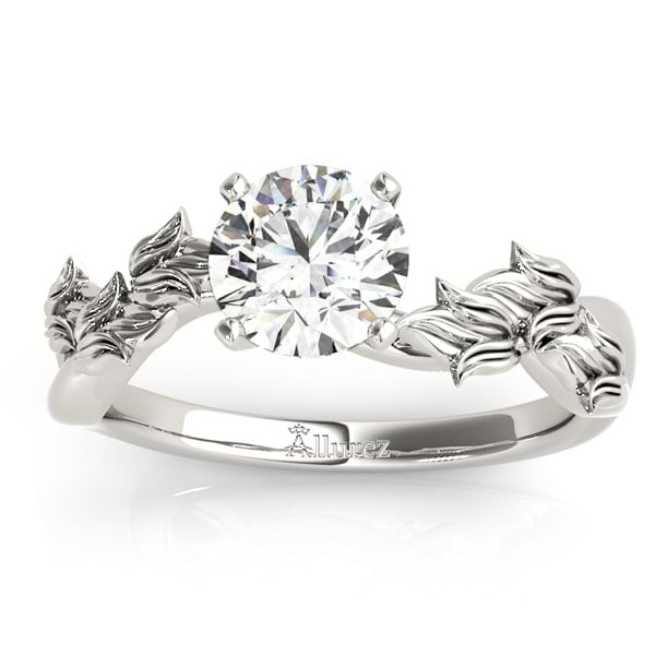 Solitaire Tulip Vine Leaf Engagement Ring Setting 18k White Gold