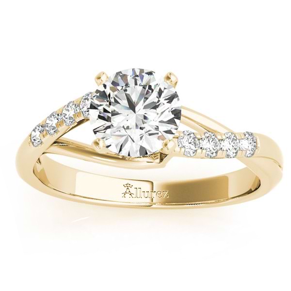 Diamond Accented Bypass Engagement Ring Setting 14k Yellow Gold (0.20ct)