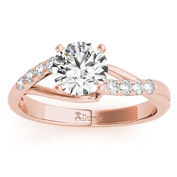 Diamond Accented Bypass Engagement Ring Setting 18k Rose Gold (0.20ct)