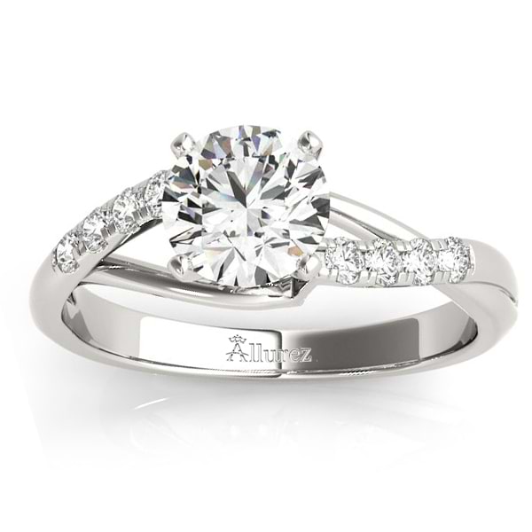 Diamond Accented Bypass Engagement Ring Setting 18k White Gold (0.20ct)