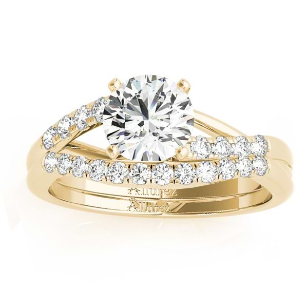 Diamond Accented Bypass Bridal Set Setting 14k Yellow Gold (0.38ct)