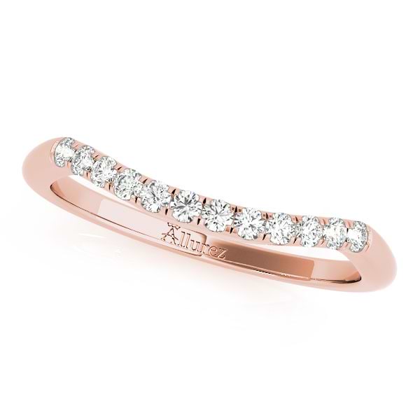 Diamond Contoured Wedding Band Ring 14k Rose Gold (0.18ct)