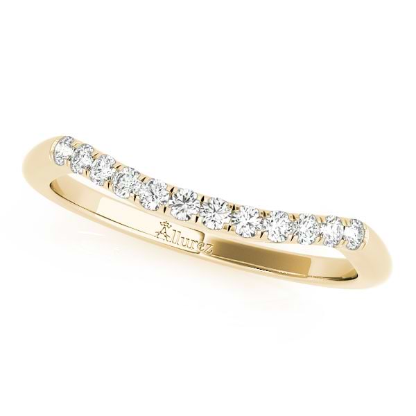 Diamond Contoured Wedding Band Ring 14k Yellow Gold (0.18ct)