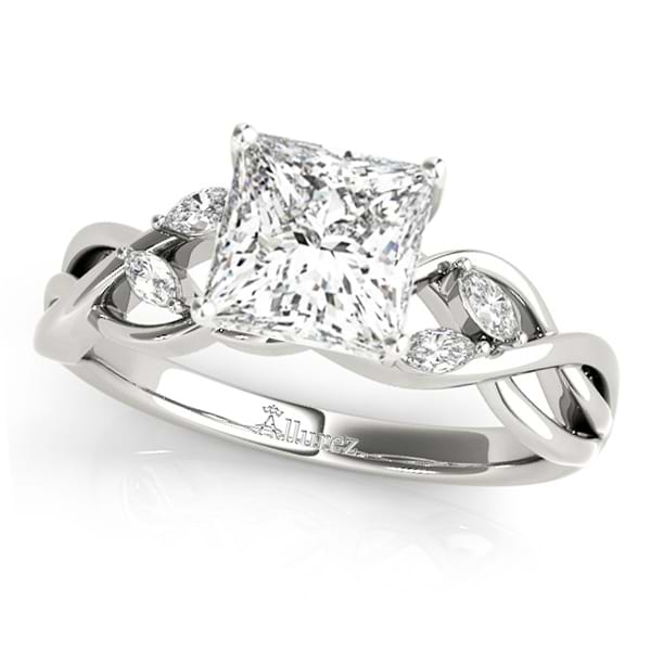 Princess Diamonds Vine Leaf Engagement Ring 14k White Gold (1.50ct)