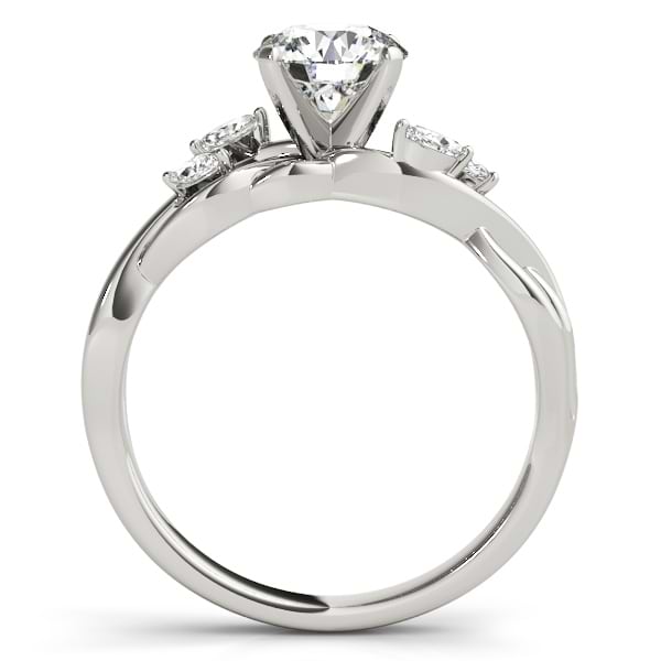 Twisted Round Diamonds & Moissanite Engagement Ring 14k White Gold (0.50ct)