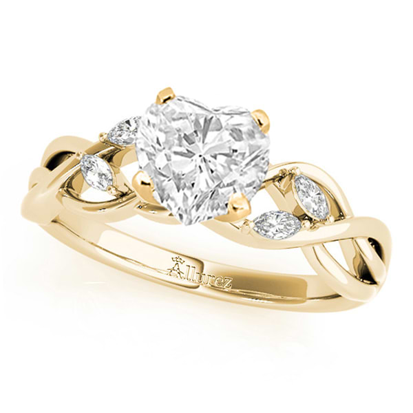 Twisted Heart Diamonds Vine Leaf Engagement Ring 14k Yellow Gold (1.00ct)