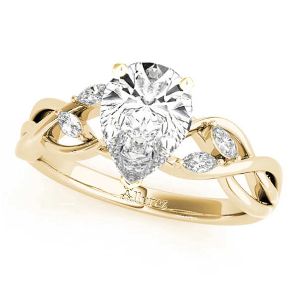 Twisted Pear Diamonds Vine Leaf Engagement Ring 14k Yellow Gold (1.50ct)