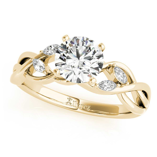 Twisted Round Diamonds Vine Leaf Engagement Ring 14k Yellow Gold (1.00ct)