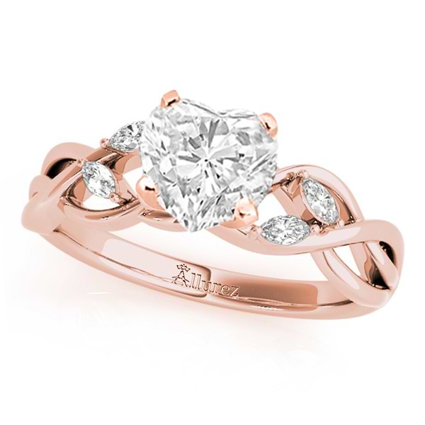 Twisted Heart Diamonds Vine Leaf Engagement Ring 18k Rose Gold (1.00ct)