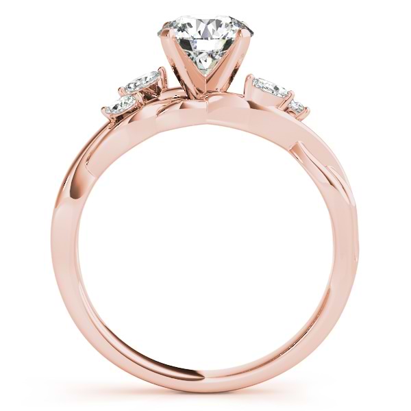 Twisted Round Diamonds & Moissanite Engagement Ring 18k Rose Gold (1.00ct)