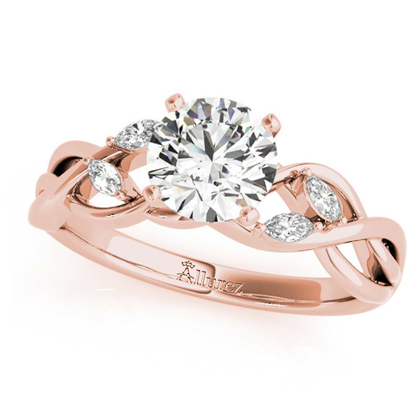 Twisted Round Diamonds & Moissanite Engagement Ring 18k Rose Gold (1.50ct)