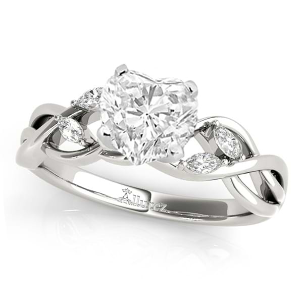 Twisted Heart Diamonds Vine Leaf Engagement Ring 18k White Gold (1.00ct)