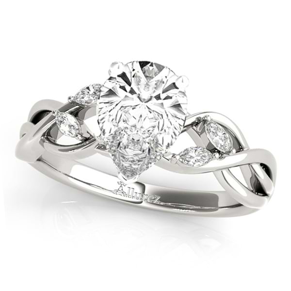 Twisted Pear Diamonds Vine Leaf Engagement Ring 18k White Gold (1.50ct)