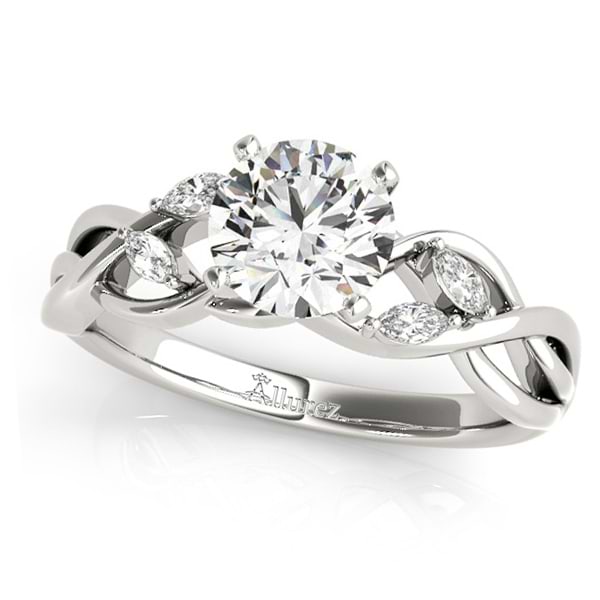 Twisted Round Diamonds & Moissanite Engagement Ring 18k White Gold (0.50ct)