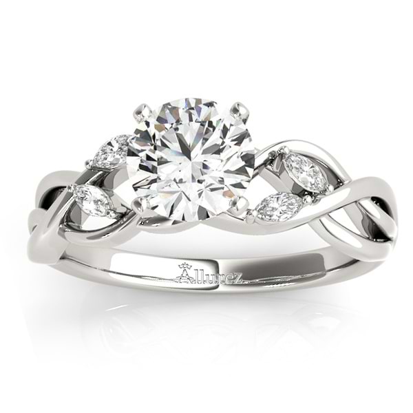 Diamond Marquise Vine Leaf Engagement Ring Setting 18k White Gold (0.20ct)