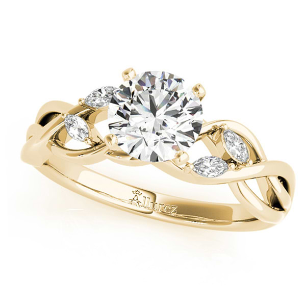Twisted Round Diamonds & Moissanite Engagement Ring 18k Yellow Gold (0.50ct)