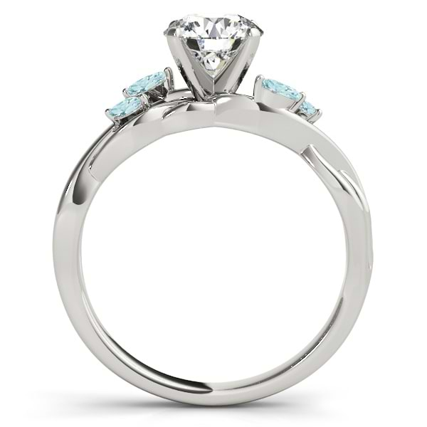 Aquamarine Marquise Vine Leaf Engagement Ring 14k White Gold (0.20ct)