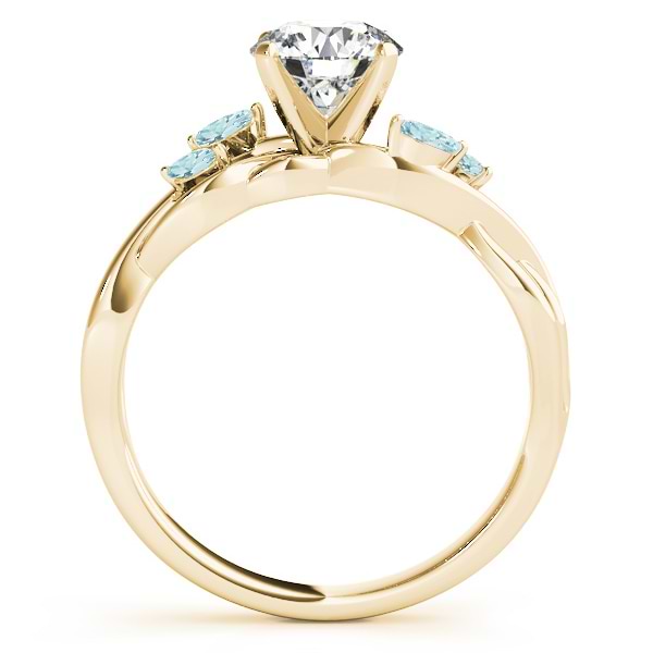 Aquamarine Marquise Vine Leaf Engagement Ring 18k Yellow Gold (0.20ct)