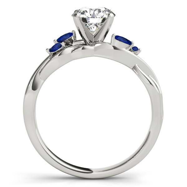 Twisted Round Blue Sapphires & Moissanite Engagement Ring 14k White Gold (1.50ct)