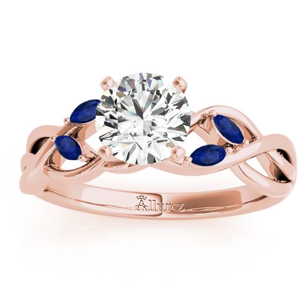 Blue Sapphire Marquise Vine Leaf Engagement Ring 18k Rose Gold (0.20ct)
